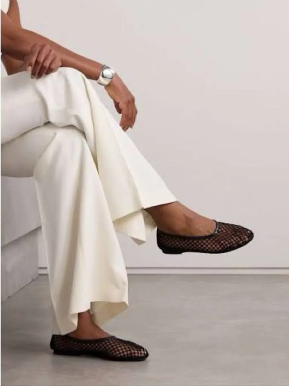 STAUD Alba Navy Mesh Ballet Flats - Picture 4 of 5